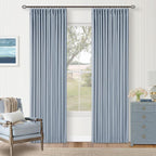 Pinch Pleated 100% Blackout Thick Linen Light Blue Curtains 84 Inches Long | by Twodrapes