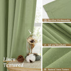 Sage Green Linen Curtains for Small Windows 45 Inch Length 2 Panels | Soft - Image 7