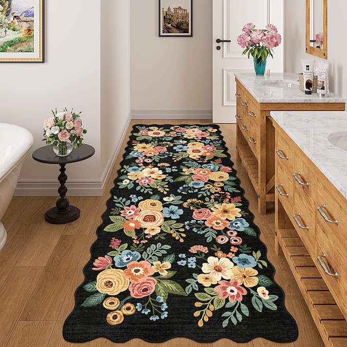 DUKINO 3x8 Kitchen Runner Rug, Soft Floral Washable Rug - Image 3