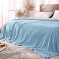 BEDELITE Fleece Blanket Soft Queen Size Bed Blanket Washed Blue 90"x90" | Ultra by BEDELITE