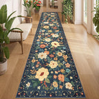DUKINO 2.6x12 Kitchen Runner Rug, Floral Non Slip Washable Rug, Stain Resistant by DUKINO