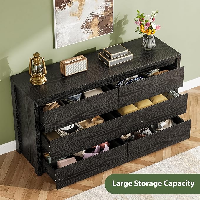 GarveeHome 6 Drawer Dresser for Bedroom, Wide Wood Chest of Drawers Handle Free - Image 5