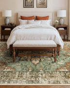 RELEANY Washable Area Rug, Large 10'x14', Brick/Brown/Green | Non-Slip - Image 4