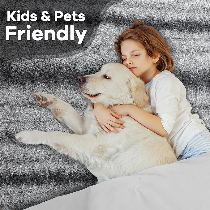 5x7 Grey Fluffy Soft Area Rug Non-Slip - Image 6
