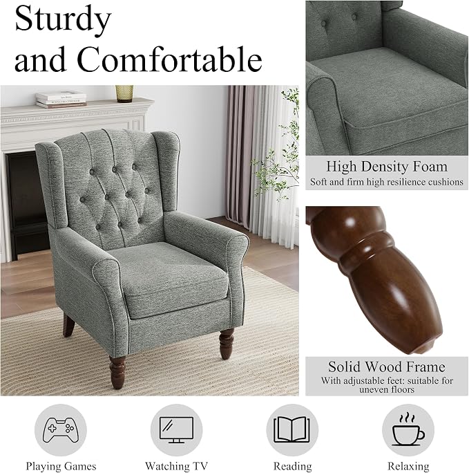 Mid-Century Modern Wingback Accent Chair - Image 4
