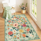 DUKINO 3x5 Area Rug, Floral Washable Rug - Image 3