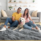 4x6 Grey Fluffy Soft Area Rug Non-Slip - Image 2