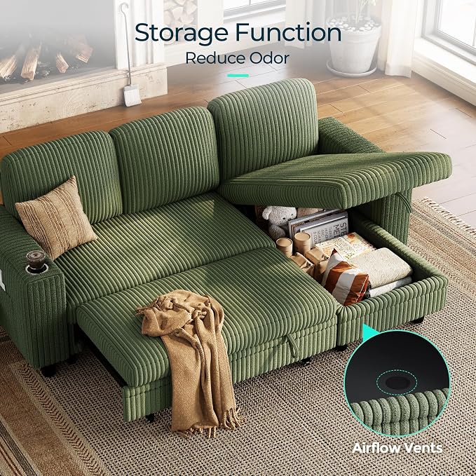 LINSY HOME Sectional Sleeper Sofa Pull Out Couches - Image 7