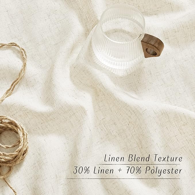 NICETOWN Thick Linen Blend Curtains Flax Textured - Image 4