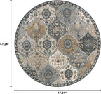 Lahome Moroccan Washable Round Rugs, Soft Vintage Round Rug 4ft | Distress - Image 2