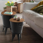 Rustic Storage Farmhouse Accent Side Table, Antique Galvanized Metal End Coffee - Image 3
