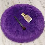 1.3ft Small Round Purple Rug, Thick Furry Fluffy Carpet by TENNOLA