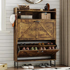 BORNOON Shoe Cabinet with 2 Flip Drawers Narrow Shoe Storage Cabinet Organizer by BORNOON