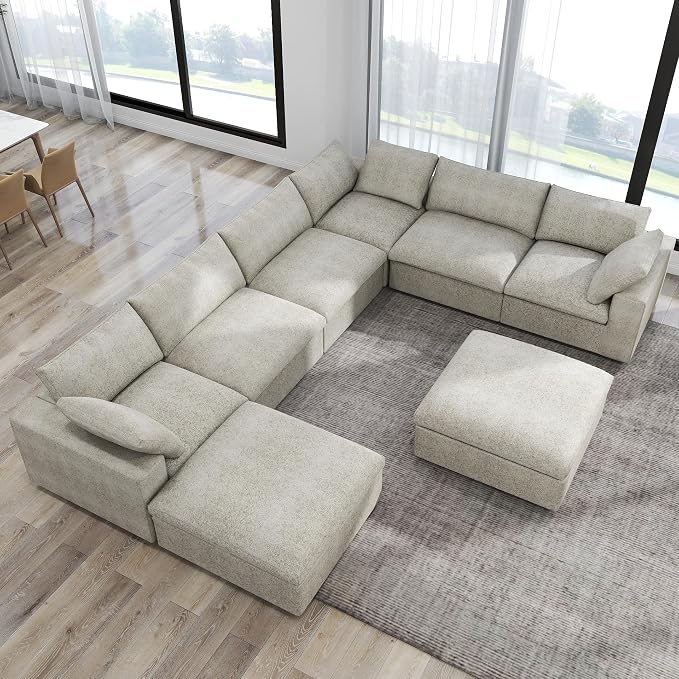 JACH 160" Cloud Sectional Couch, Overzised Down Filled Comfy Couch, 8 Seater - Image 6