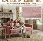 63" Small Loveseat Sofa for Small Spaces, Mid Century Modern Sofa, Linen - Image 4