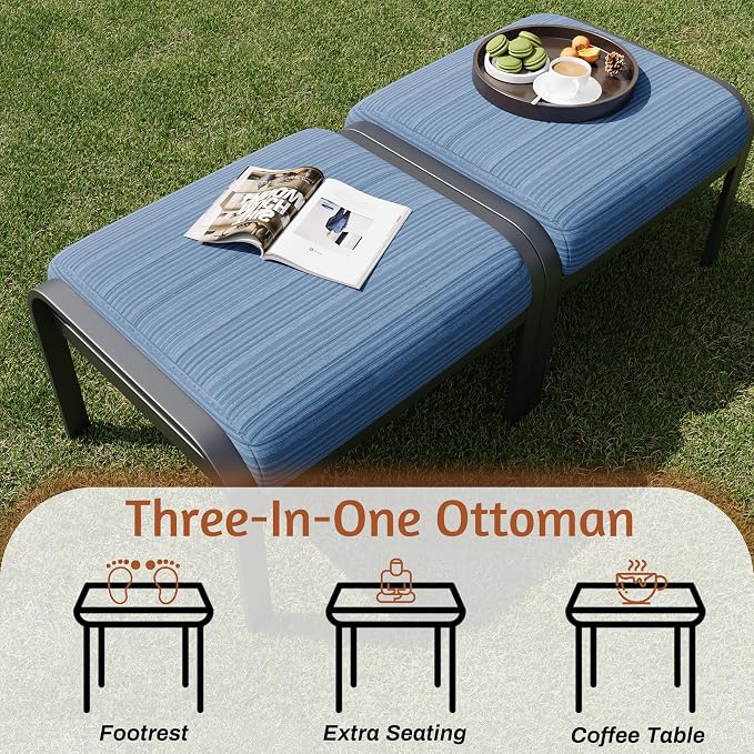 HOMREST Patio Furniture Sets 7 PCS Outdoor Metal Conversation Sets, 360 Degree - Image 8