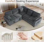 Hanherry Sectional Couch with Pull Out Sofa Bed, Corduroy Sleeper Sofa with 2 - Image 7