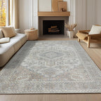 6x9 Washable Area Rugs for Living Room, Dining Room- Retro Taupe | Ultra Soft - Image 8