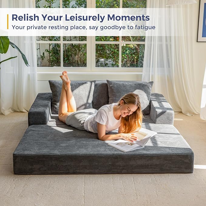 MAXYOYO Loveseat Sofa Bed, 4 in 1 Convertible Boneless Couch Folding Recliner - Image 8