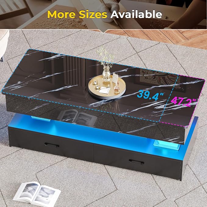 SEDETA 47.2" Lift Top Coffee Table, Coffee Tables - Image 7