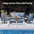 HOMREST Patio Furniture Sets 7 PCS Outdoor Metal Conversation Sets, 360 Degree - Image 7