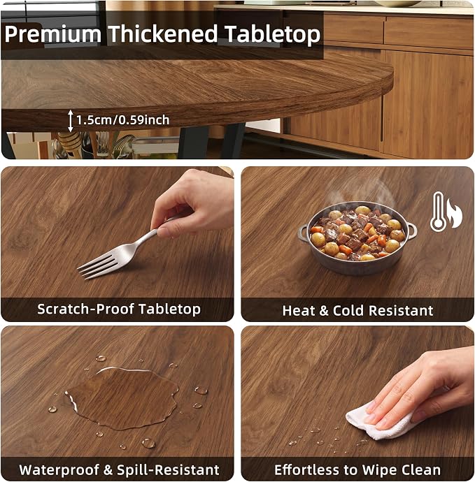 Wildhome Round Dining Table for 2-4, 43 Inch Dining Room Kitchen Table - Image 3