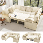 Ihanherry Large U-Shaped Sectional Sofa Bed, 8-Seater Convertible Sleeper by iHanHerry