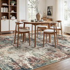 Rugflix 5x7 Area Rugs for Living Room, Washable Rust Brown Green Large Rug | - Image 3