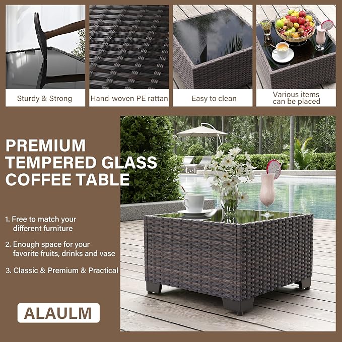 ALAULM 6 Pieces Patio Furniture Set, Oversized Seat/Armrest Sofas and High Back - Image 6