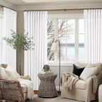Snow White Pinch Pleated Linen 108 Inch Curtains 60 Inch Width | Linen Blend - Image 7