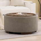 29.5 Inch Round Storage Ottoman Coffee Table, Modern Circle Coffee Table - Image 3