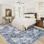 Area Rug 8x10 Washable Rug, Vintage Boho Medallion Rugs Non-Slip Soft Low Pile - Image 2