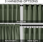 Olive Green Large Window Curtains Light Filtering Semi Sheer Privacy Linen - Image 3