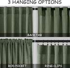 Olive Green Linen Curtains for Living Room 2 Panels Set 95 Inch Length Back Tab - Image 3