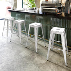 Flash Furniture Kai Commercial Grade 30" High Backless Distressed White Metal - Image 6