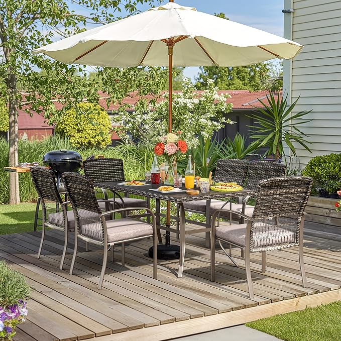 Pamapic 7-Piece Outdoor Dining Set, All-Weather Garden/Deck/Backyard Furniture - Image 3