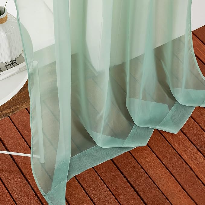 NICETOWN Sage Green Kitchen Curtains 45 inch Length, Grommet Voile Sheer Airy & - Image 7