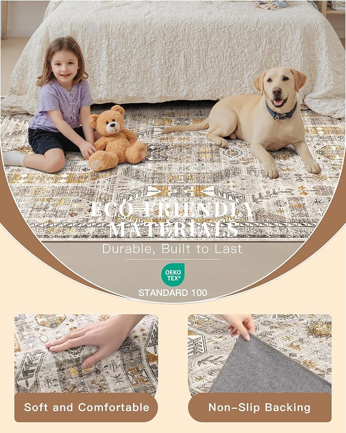 Madane Area Rug 3x5, Washable Vintage Entry Rugs - Image 5