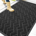 OLANLY Front Door Mat Outside 47x32, All-Season Absorbent Rubber Doormat | Black by OLANLY