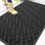 OLANLY Front Door Mat Outside 47x32, All-Season Absorbent Rubber Doormat | Black by OLANLY