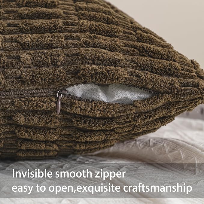 Aegero Pack of 2 Corduroy Decorative Throw Pillow Covers 12x20 Inch - Image 3