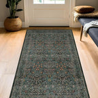 Dark Green Washable 3x6 Runner Rug by HazoHaus