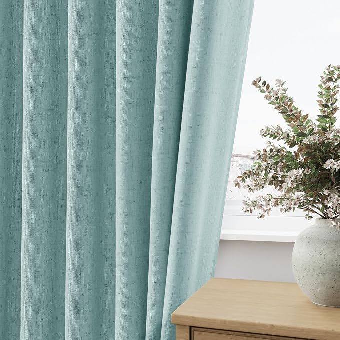 100% Blackout Linen Curtains 90 Inch Length 2 Panels Set - Image 6