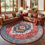 SERISSA 8ft Washable Non Slip Round Boho Area Rug by SERISSAHomeDecorCollection