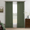 Green Semi Sheer Privacy Linen Pinch Pleated Country Curtains 86 Inch Long | by Twodrapes
