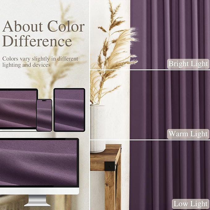 Plum Linen Curtains 90 Inch Long 2 Panels Set - Image 3