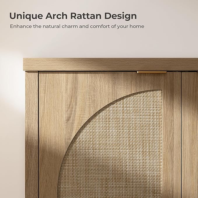 SICOTAS 68" W Rattan Sideboard Buffet Cabinet - Image 6