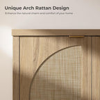 SICOTAS 102"W Rattan Sideboard Buffet Cabinet Set of 3, Mid Century Modern - Image 6