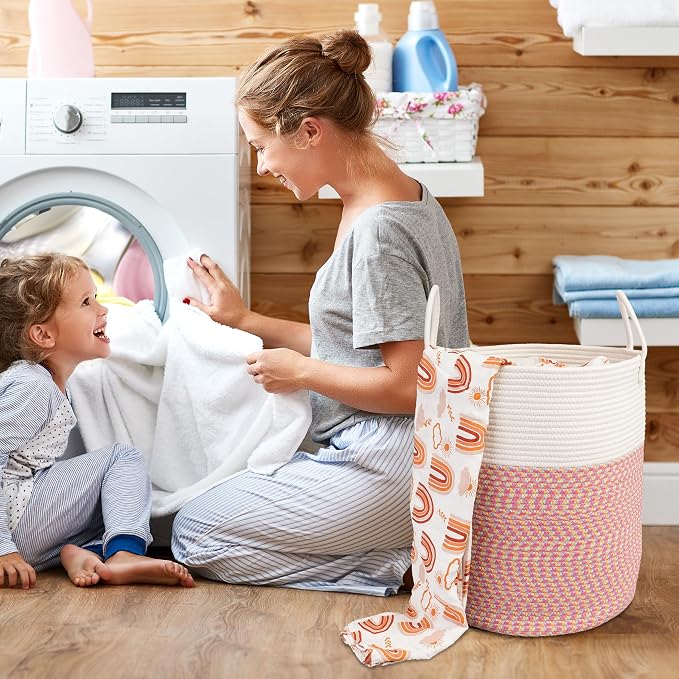 XUANGUO Cotton Rope Laundry Basket Hamper - Image 4
