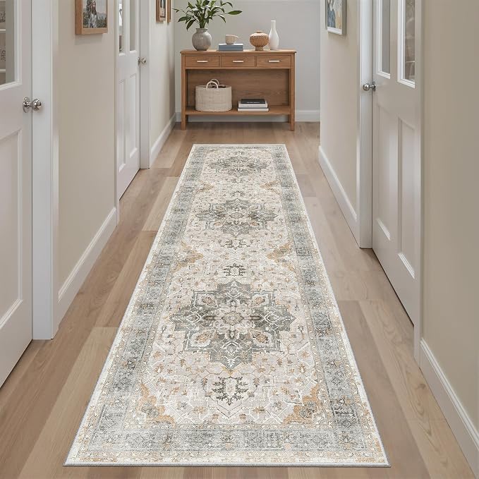 Madane Hallway Runner Rug 2x8 Washable Kitchen Rugs Soft, Light Taupe Brown | - Image 2